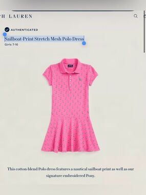Polo Ralph Lauren Sailboat-Print Stretch Mesh Polo Dress M 8/10
